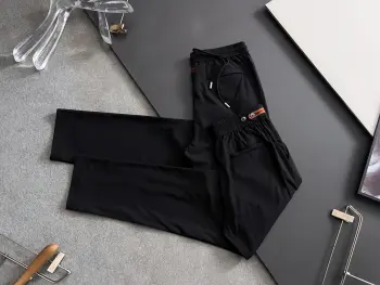 Elastic Waist Straight-leg Casual Pants Replica Zegna Pants and Trousers
