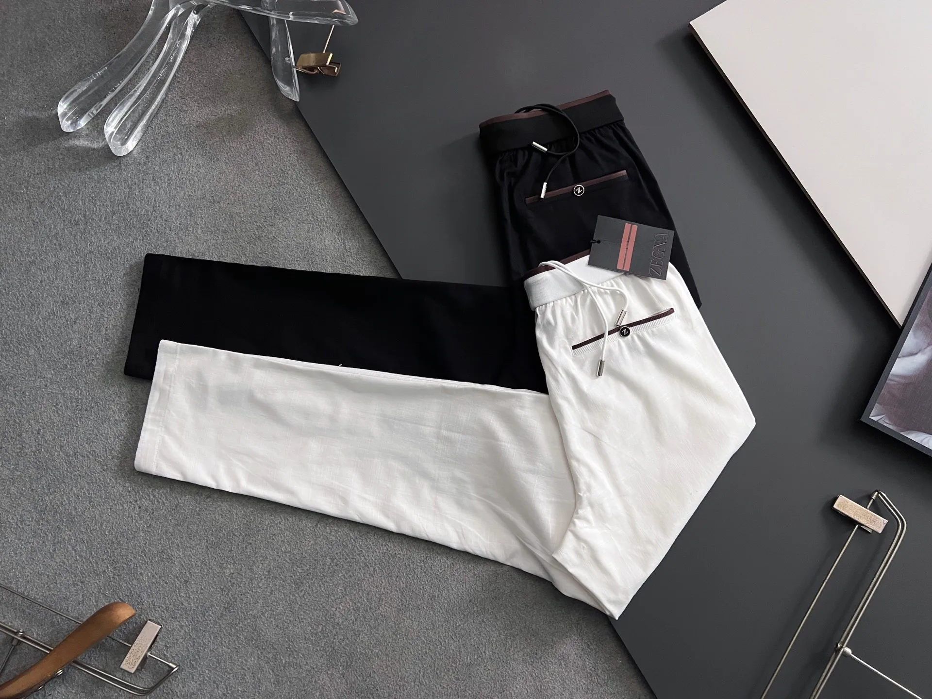 Zegna Elastic Waist Straight-leg Casual Pants Zegna Elastic Waist Straight-leg Casual Pants