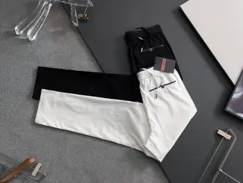 Elastic Waist Straight-leg Casual Pants Replica Zegna Pants and Trousers
