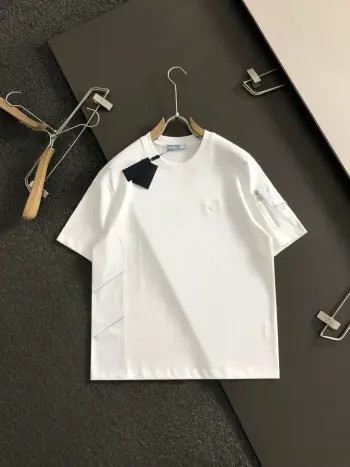 Men s Spring/Summer Letter Print Short Sleeve Replica Prada Tshirts and Polos