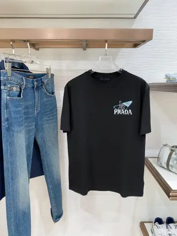 Latest men s short-sleeve round-neck T-shirt Replica Prada Tshirts and Polos