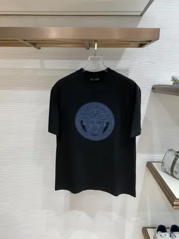 Latest men s short-sleeve round-neck T-shirt Replica Versace Tshirts and Polos