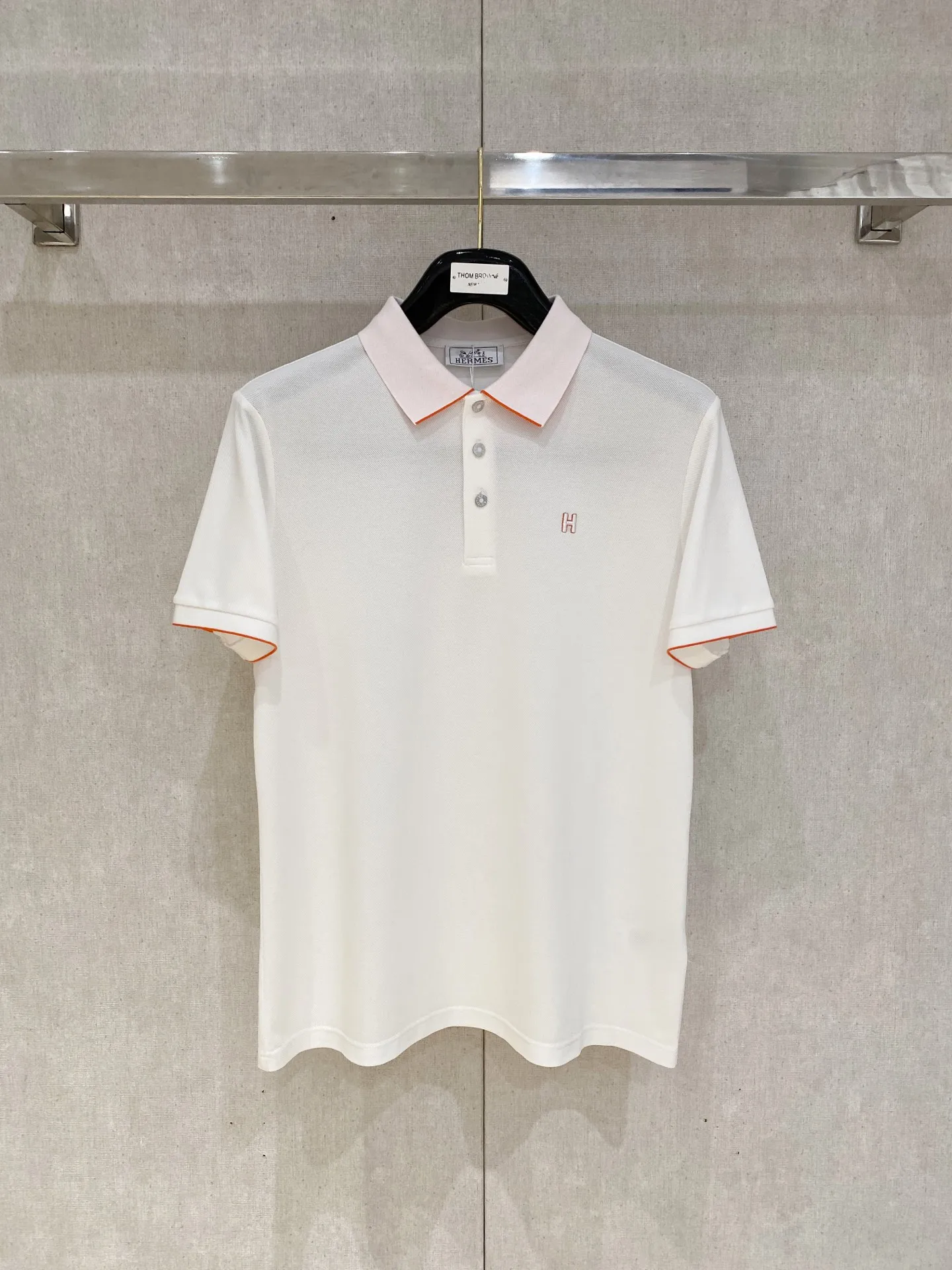 Hermes New Letter Logo Men s Polo Shirt with Collar Hermes New Letter Logo Men s Polo Shirt with Collar
