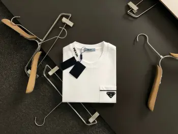 Men s Letter Embroidery Spring Summer Short Sleeve Replica Prada Tshirts and Polos