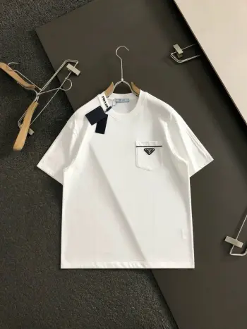 Spring and Summer Metal Triangle Tag Short Sleeve Replica Prada Tshirts and Polos