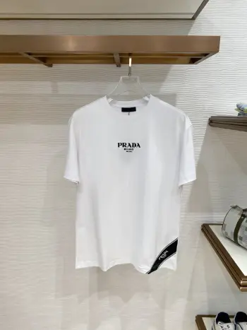 Latest men s short-sleeve round-neck T-shirt Replica Prada Tshirts and Polos