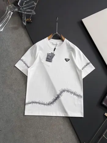 Pure cotton double yarn hot-selling men s short-sleeve T-shirt Replica Prada Tshirts and Polos