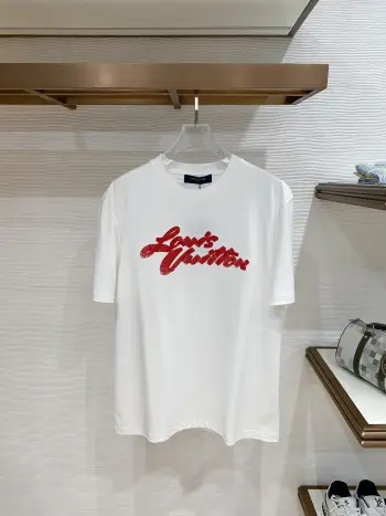 Latest men s short-sleeve round-neck T-shirt Replica Louis Vuitton Tshirts and Polos
