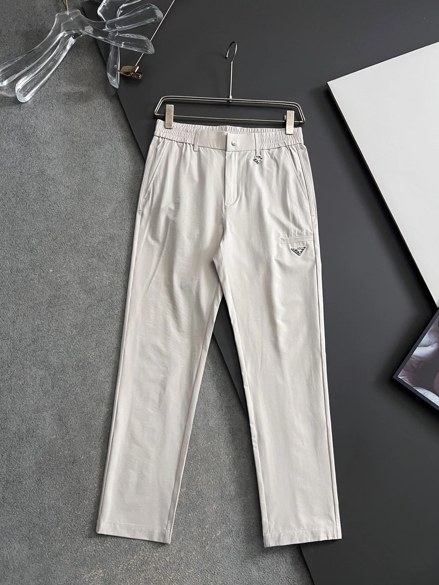 Prada Spring and summer linen-cotton straight casual pants