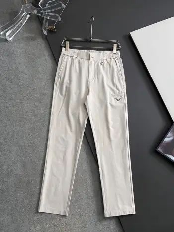 Spring and summer linen-cotton straight casual pants Replica Prada Pants and Trousers