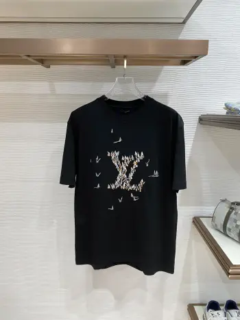 Latest men s short-sleeve round-neck T-shirt Replica Louis Vuitton Tshirts and Polos