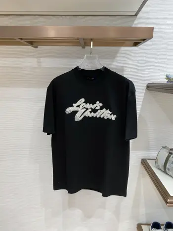 Latest men s short-sleeve round-neck T-shirt Replica Louis Vuitton Tshirts and Polos