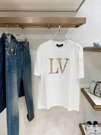 Latest men s short-sleeve round-neck T-shirt Replica Louis Vuitton Tshirts and Polos