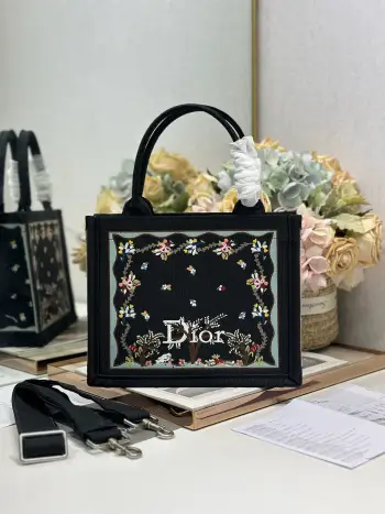 1286 Pattern Embroidered Shopping Bag Women s Shoulder Bag Replica Dior womens bags