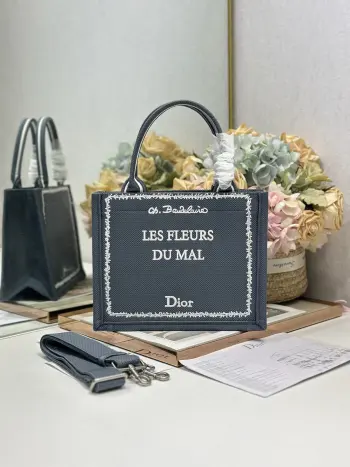 1286 Embossed Embroidery Shopping Bag Women s Shoulder Bag Replica Dior womens bags