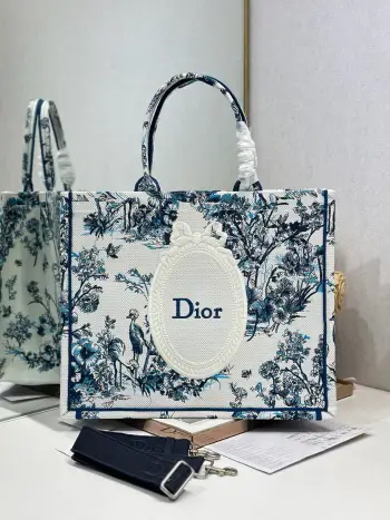 1286 Embossed Embroidery Shopping Bag Women s Shoulder Bag Replica Dior womens bags