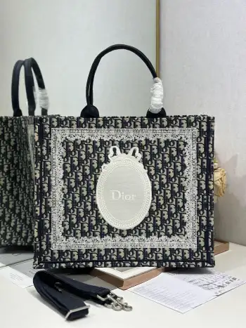 1286 Pattern Embroidered Shopping Bag Women s Shoulder Bag Replica Dior womens bags