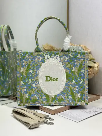 1286 Embossed Embroidery Shopping Bag Women s Shoulder Bag Replica Dior womens bags