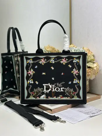 1286 Pattern Embroidered Shopping Bag Women s Shoulder Bag Replica Dior womens bags
