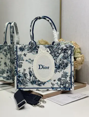 1286 Embossed Embroidery Shopping Bag Women s Shoulder Bag Replica Dior womens bags