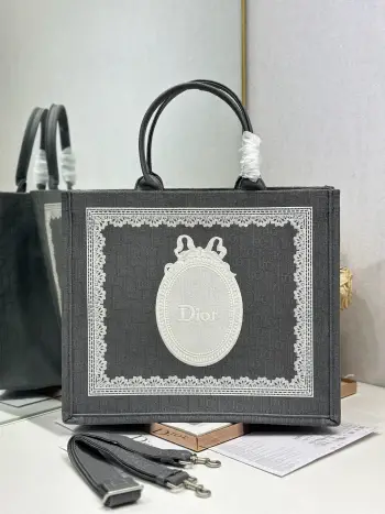 1286 Embossed Embroidery Shopping Bag Women s Shoulder Bag Replica Dior womens bags