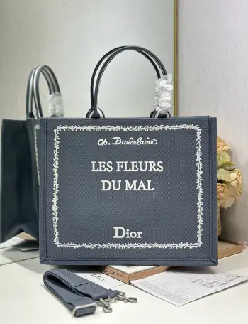 1286 Embossed Embroidery Shopping Bag Women s Shoulder Bag Replica Dior womens bags