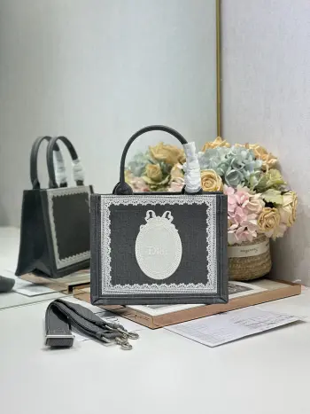 1286 Embossed Embroidery Shopping Bag Women s Shoulder Bag Replica Dior womens bags