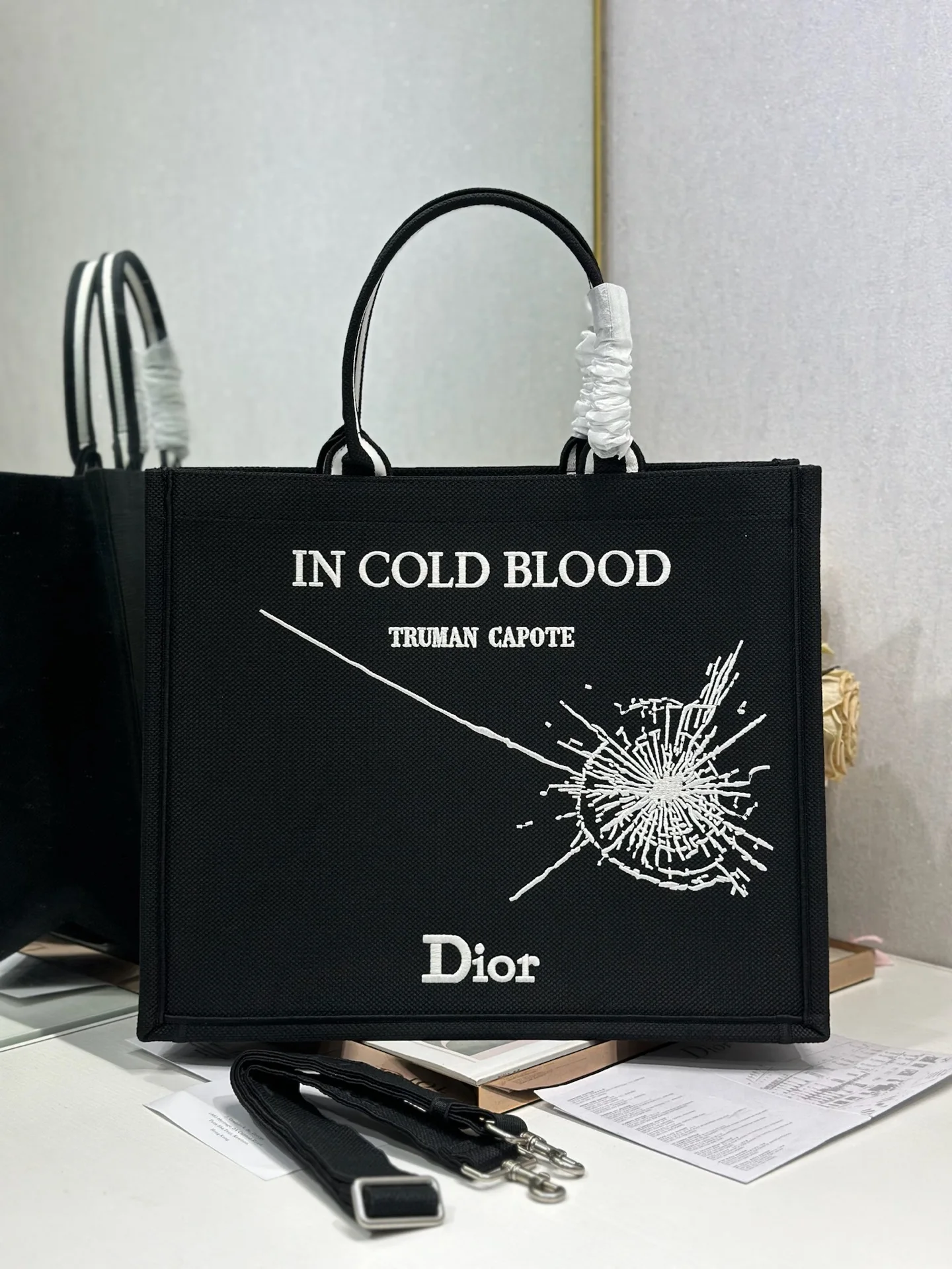 Dior 1286 Embroidered Shopping Bag Women s Shoulder Bag