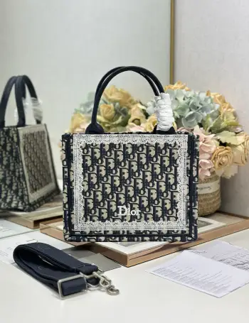 1286 Pattern Embroidered Shopping Bag Women s Shoulder Bag Replica Dior womens bags