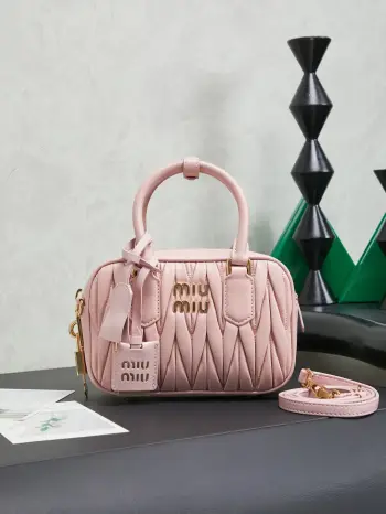 5BB123 Lambskin Bowling Handbag Women s Crossbody Bag Replica MIU MIU womens bags