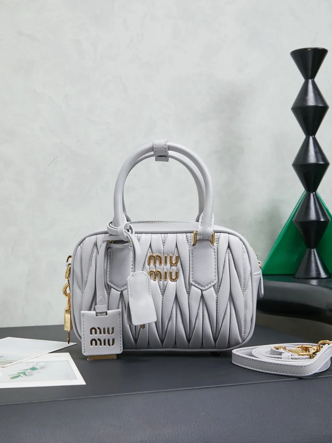 MIU MIU 5BB123 Lambskin Bowling Handbag Women s Crossbody Bag MIU MIU 5BB123 Lambskin Bowling Handbag Women s Crossbody Bag