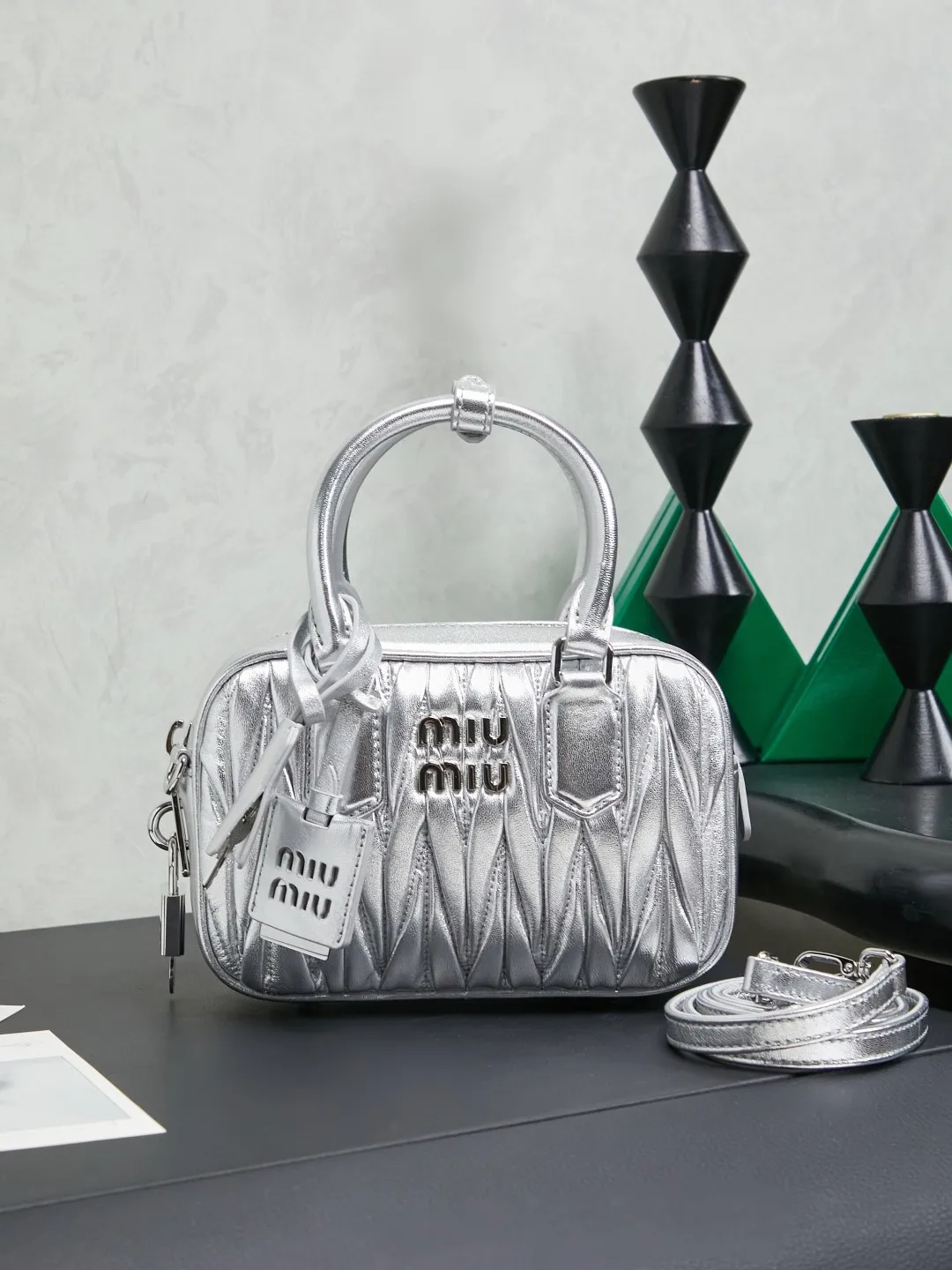 MIU MIU 5BB123 Lambskin Bowling Handbag Women s Crossbody Bag MIU MIU 5BB123 Lambskin Bowling Handbag Women s Crossbody Bag