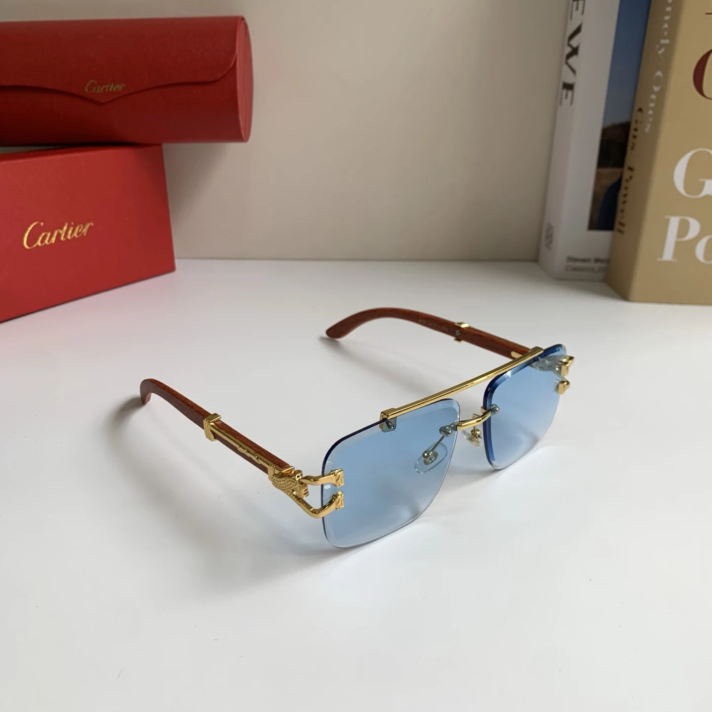 Cartier New high-end frameless sunglasses