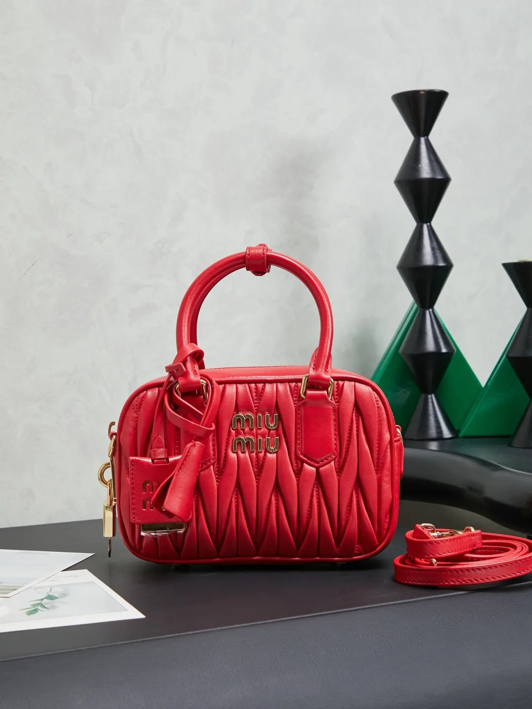 MIU MIU 5BB123 Lambskin Bowling Handbag Women s Crossbody Bag MIU MIU 5BB123 Lambskin Bowling Handbag Women s Crossbody Bag