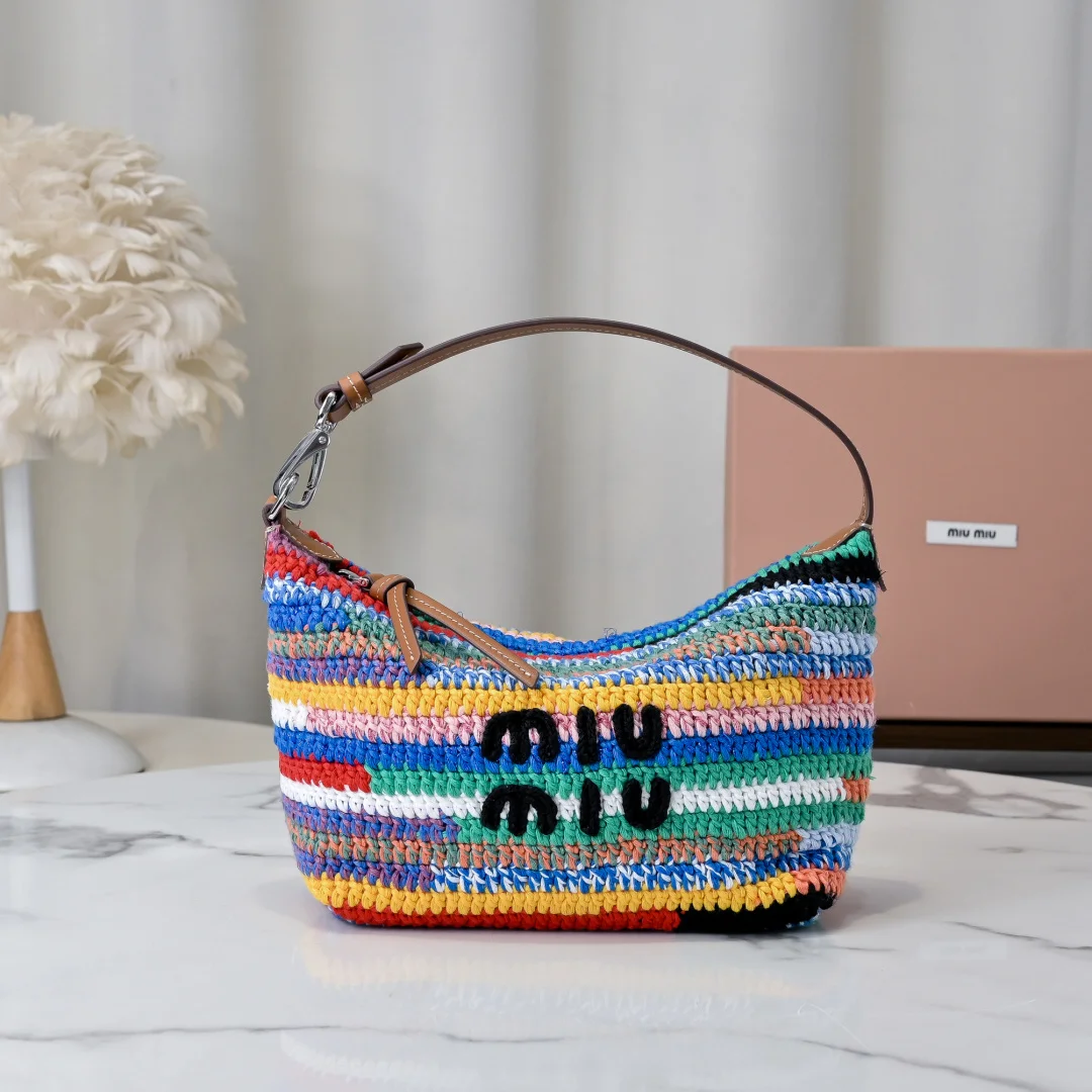 MIU MIU 5NE841 Rainbow Woven Lunch Box Bag Women s Shoulder Bag