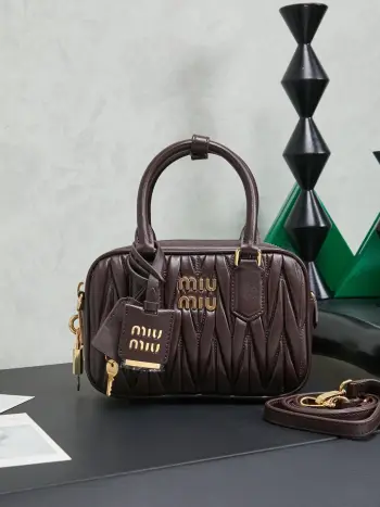 5BB123 Lambskin Bowling Handbag Women s Crossbody Bag Replica MIU MIU womens bags