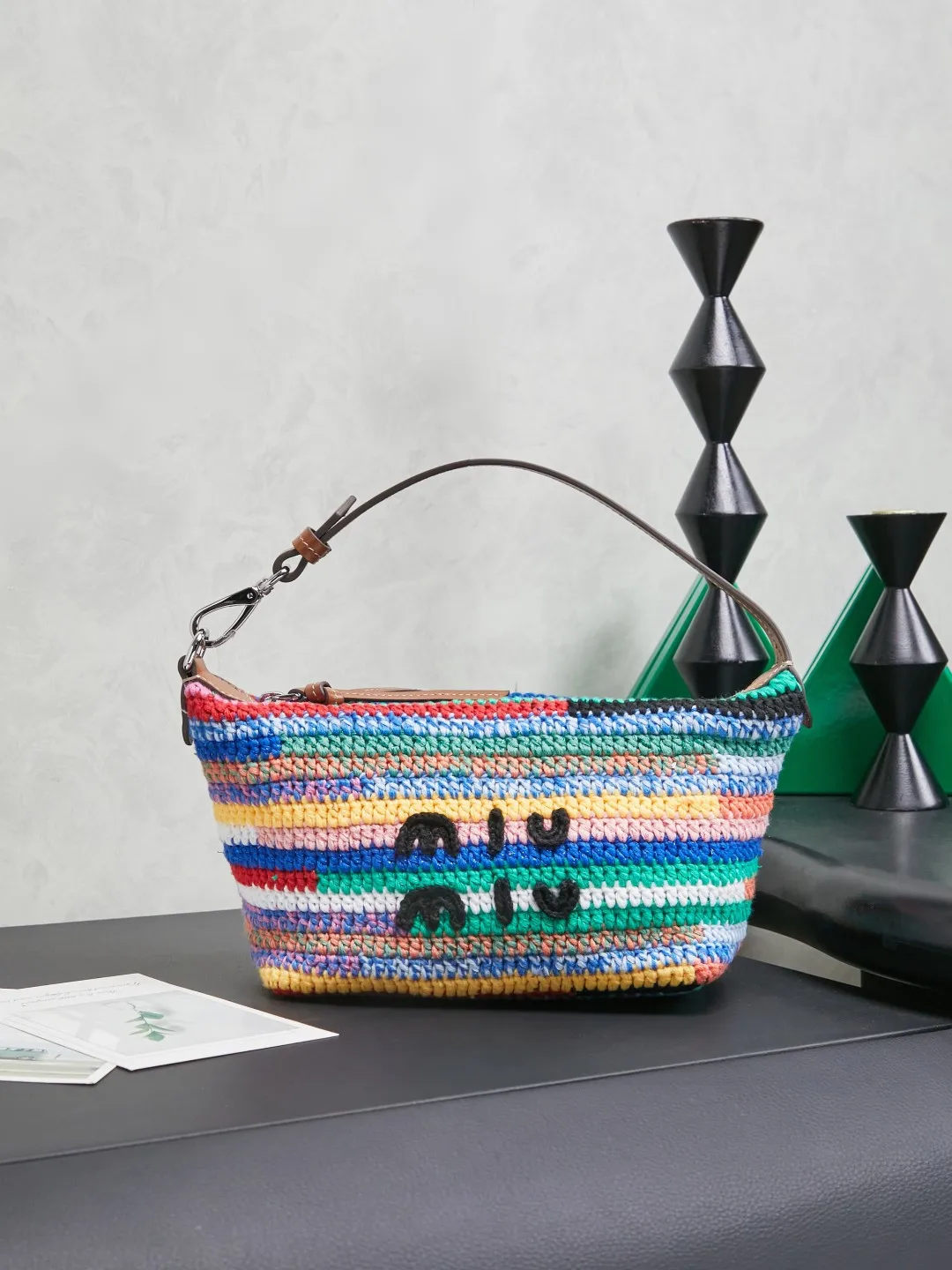 MIU MIU 5NE841 Rainbow Woven Lunch Box Bag Women s Shoulder Bag