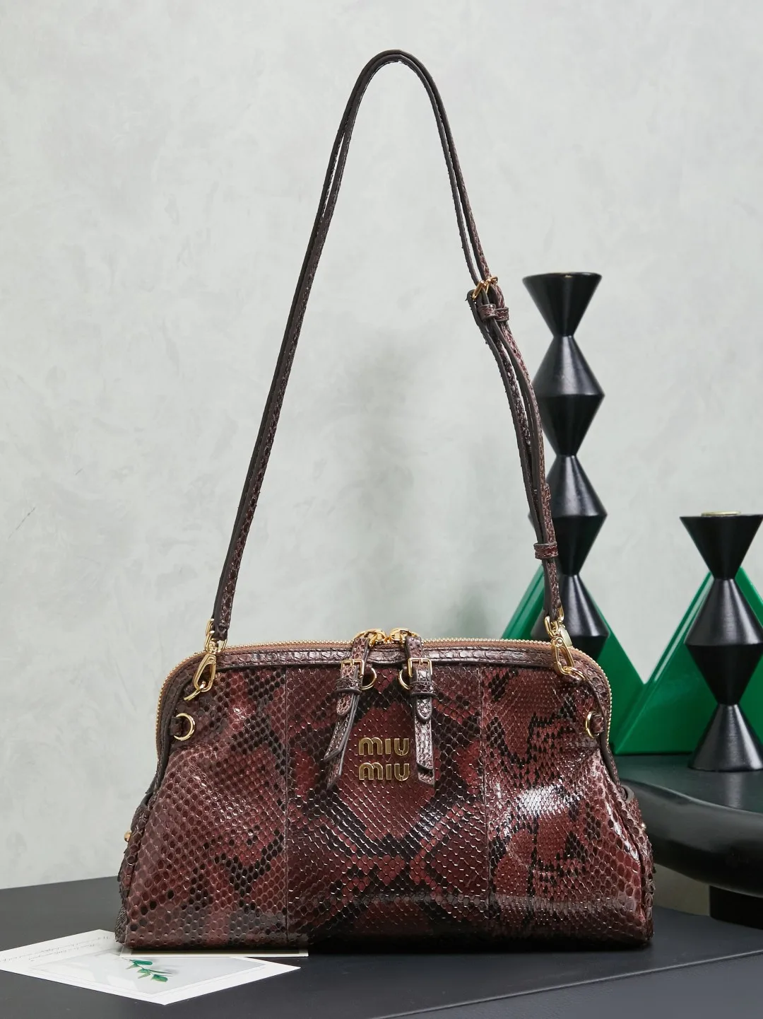MIU MIU 5BF130 Imported Snake Skin Lunch Box Bag Women s Crossbody Bag MIU MIU 5BF130 Imported Snake Skin Lunch Box Bag Women s Crossbody Bag