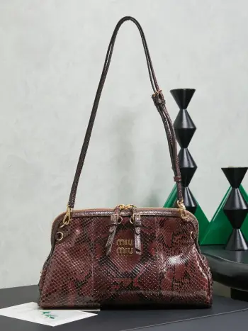 5BF130 Imported Snake Skin Lunch Box Bag Women s Crossbody Bag Replica MIU MIU womens bags