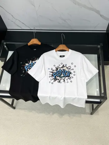 Fashion Casual Round Neck Short Sleeve T-Shirt Replica Fendi Tshirts and Polos