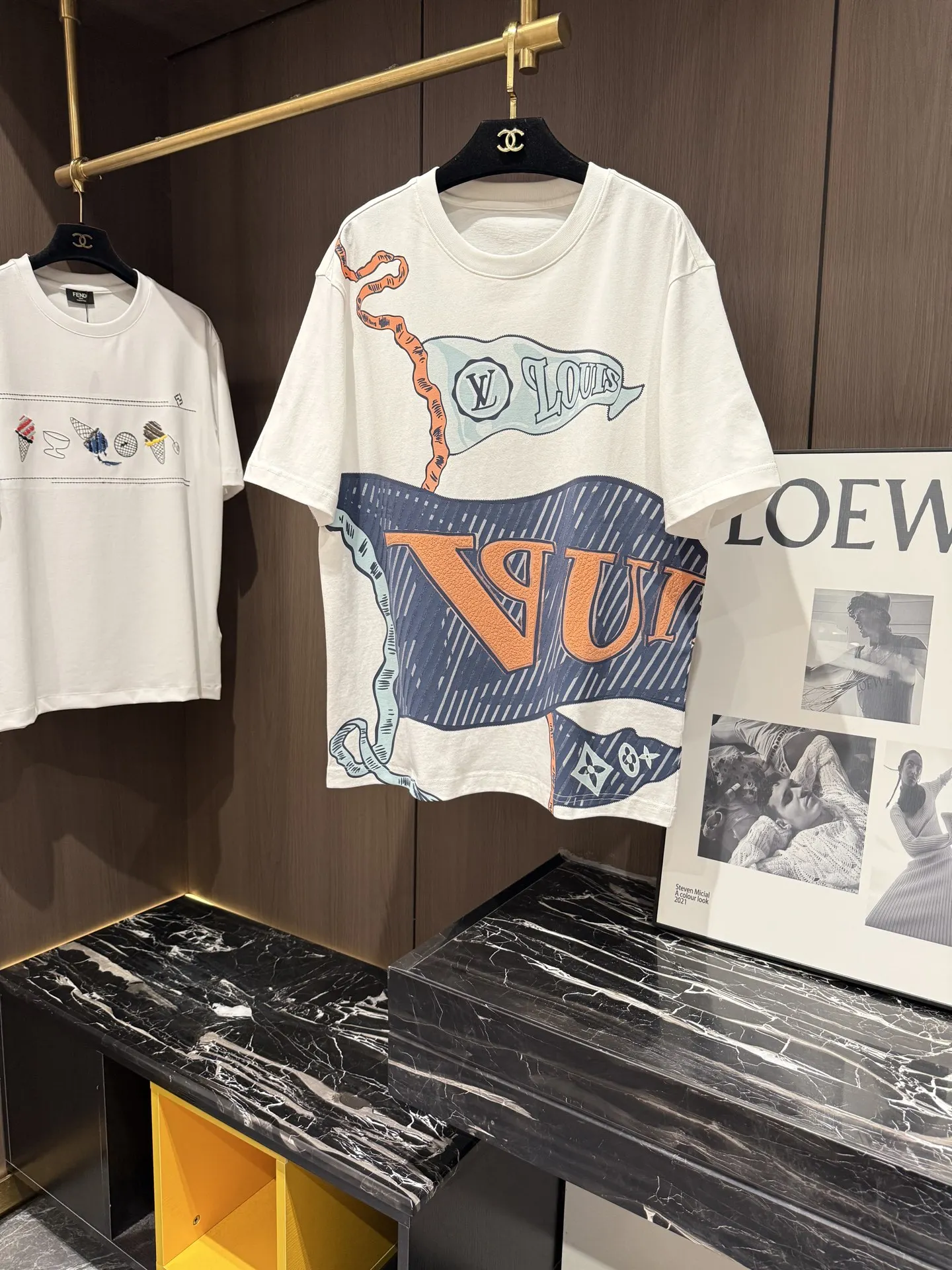 Louis Vuitton New Spring/Summer Casual Men s Round Neck Short Sleeve