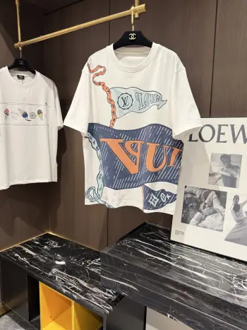 New Spring/Summer Casual Men s Round Neck Short Sleeve Replica Louis Vuitton Tshirts and Polos