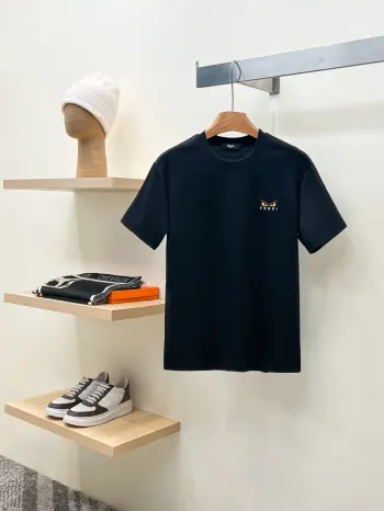 Letter Embroidery Short Sleeve T-Shirt Replica Fendi Tshirts and Polos