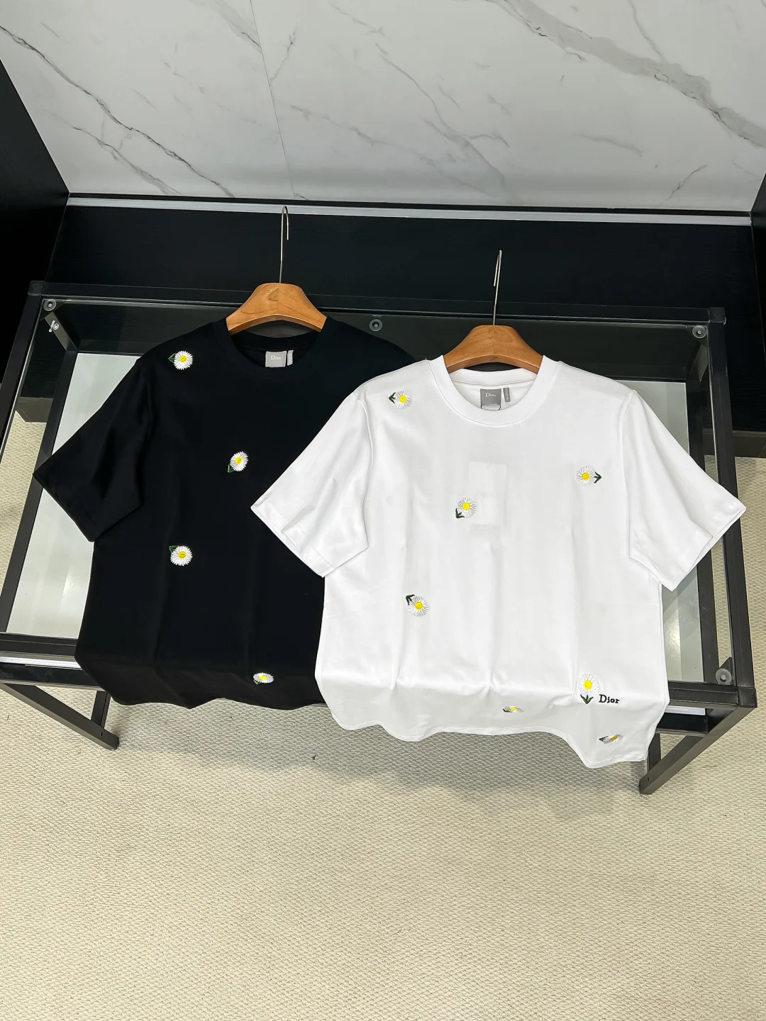 Dior Plain knit cotton basic round neck short tee Dior Plain knit cotton basic round neck short tee