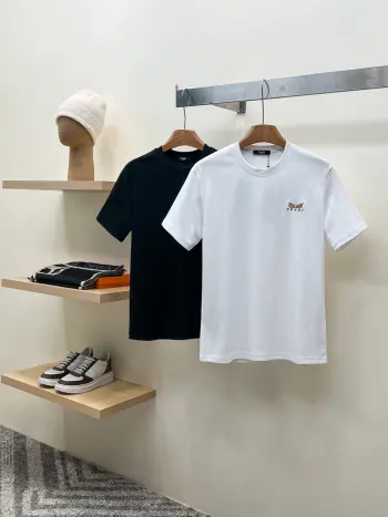 Letter Embroidery Short Sleeve T-Shirt Replica Fendi Tshirts and Polos