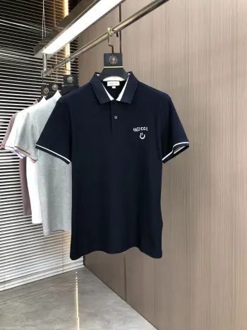 Spring and summer new men s logo short-sleeve polo shirt Replica Gucci Tshirts and Polos