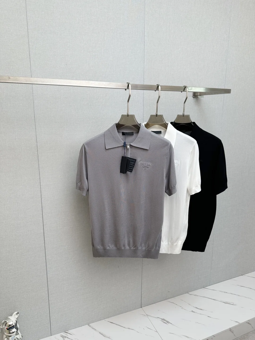 Prada Men s Polo Shirt with Collar and Short Sleeves