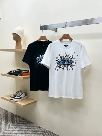 Fashion Casual Round Neck Short Sleeve T-Shirt Replica Fendi Tshirts and Polos