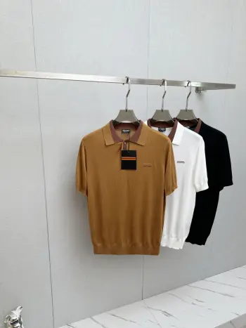 Men s Polo Shirt with Collar and Short Sleeves Replica Zegna Tshirts and Polos
