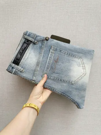 Letter Pattern Washed Denim Pants Replica Loro Piana Jeans